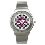 Splatter Girly Skull Stainless Steel Watch