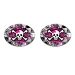 Splatter Girly Skull Cufflinks (Oval)