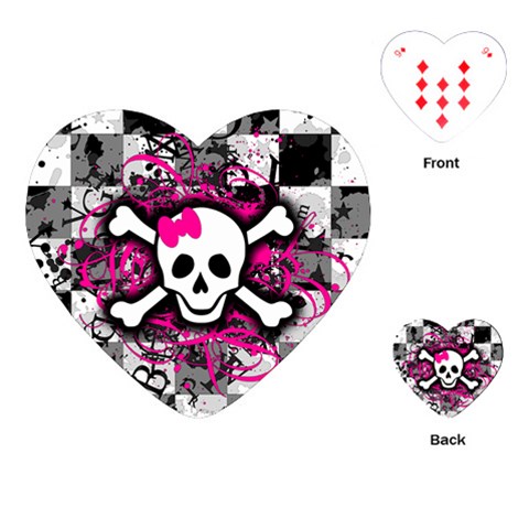 Splatter Girly Skull Playing Cards Single Design (Heart) from ArtsNow.com Front
