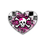 Splatter Girly Skull Rubber Coaster (Heart)