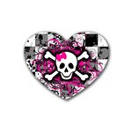 Splatter Girly Skull Rubber Heart Coaster (4 pack)