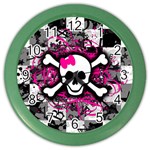 Splatter Girly Skull Color Wall Clock