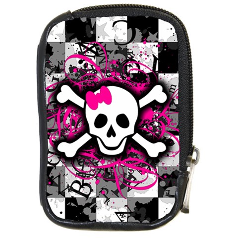 Splatter Girly Skull Compact Camera Leather Case from ArtsNow.com Front
