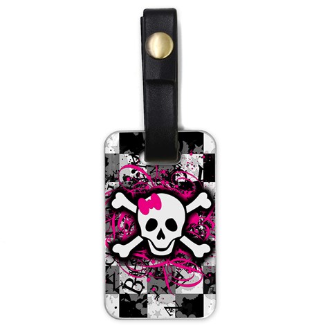 Splatter Girly Skull Luggage Tag (one side) from ArtsNow.com Front