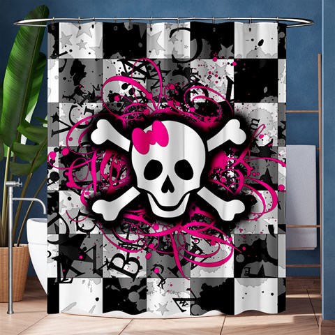 Splatter Girly Skull Shower Curtain 60  x 72  (Medium) from ArtsNow.com 60 x72  Curtain