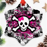 Splatter Girly Skull Ornament (Snowflake)