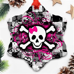 Splatter Girly Skull Snowflake Ornament (Two Sides) from ArtsNow.com Front