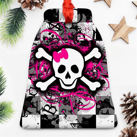 Splatter Girly Skull Bell Ornament (Two Sides) from ArtsNow.com Front