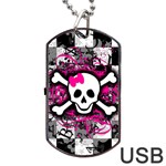 Splatter Girly Skull Dog Tag USB Flash (One Side)