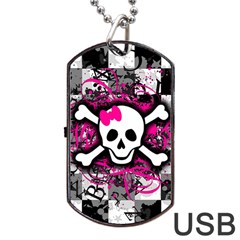 Splatter Girly Skull Dog Tag USB Flash (Two Sides) from ArtsNow.com Front