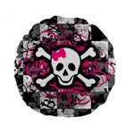 Splatter Girly Skull Standard 15  Premium Round Cushion 