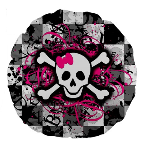 Splatter Girly Skull Large 18  Premium Round Cushion  from ArtsNow.com Front