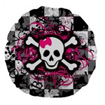 Splatter Girly Skull Large 18  Premium Round Cushion 