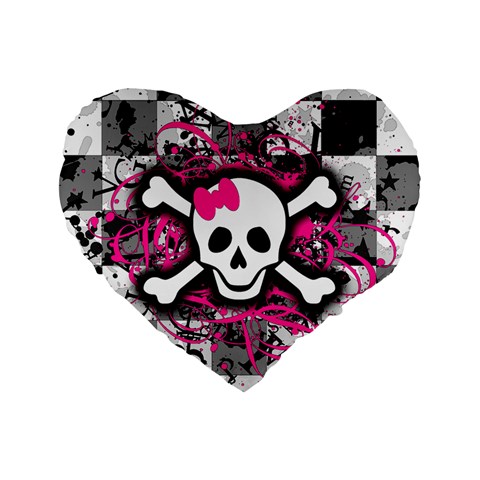 Splatter Girly Skull Standard 16  Premium Heart Shape Cushion  from ArtsNow.com Front