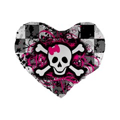 Splatter Girly Skull Standard 16  Premium Heart Shape Cushion  from ArtsNow.com Front