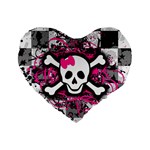 Splatter Girly Skull Standard 16  Premium Heart Shape Cushion 