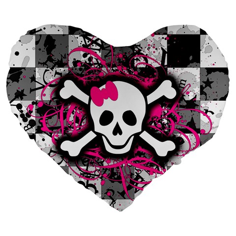 Splatter Girly Skull Large 19  Premium Heart Shape Cushion from ArtsNow.com Front
