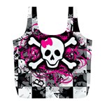 Splatter Girly Skull Full Print Recycle Bag (L)