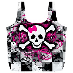 Splatter Girly Skull Full Print Recycle Bag (XL) from ArtsNow.com Front