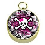 Splatter Girly Skull Gold Compass