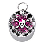 Splatter Girly Skull Silver Compass (Mini)