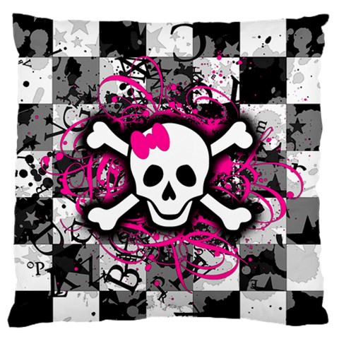 Splatter Girly Skull Large Flano Cushion Case (One Side) from ArtsNow.com Front