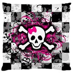 Splatter Girly Skull Large Flano Cushion Case (One Side)