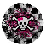 Splatter Girly Skull Large 18  Premium Flano Round Cushion 