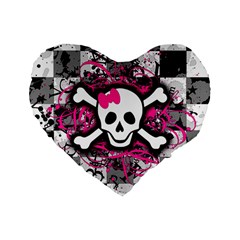 Splatter Girly Skull Standard 16  Premium Flano Heart Shape Cushion  from ArtsNow.com Front