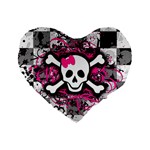 Splatter Girly Skull Standard 16  Premium Flano Heart Shape Cushion 