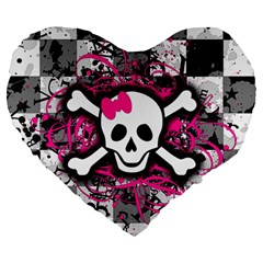 Splatter Girly Skull Large 19  Premium Flano Heart Shape Cushion from ArtsNow.com Front