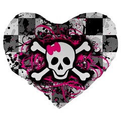 Splatter Girly Skull Large 19  Premium Flano Heart Shape Cushion from ArtsNow.com Back