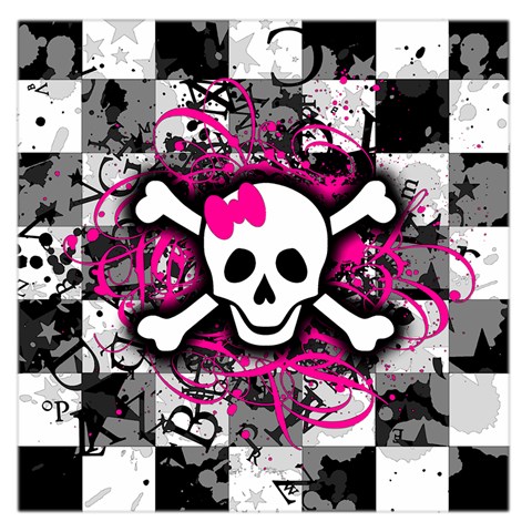 Splatter Girly Skull Large Satin Scarf (Square) from ArtsNow.com Front