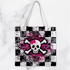 Splatter Girly Skull Zipper Grocery Tote Bag from ArtsNow.com Back