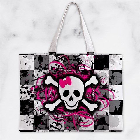 Splatter Girly Skull Zipper Mini Tote Bag from ArtsNow.com Front