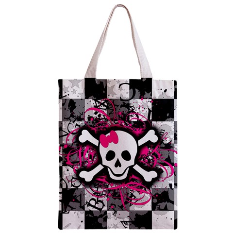 Splatter Girly Skull Zipper Classic Tote Bag from ArtsNow.com Front