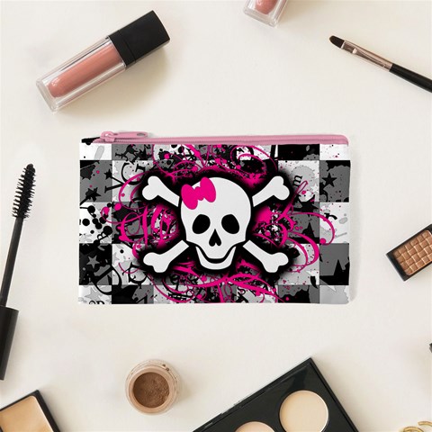 Splatter Girly Skull Cosmetic Bag (XS) from ArtsNow.com Front