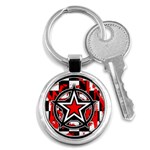 Star Checkerboard Splatter Key Chain (Round)