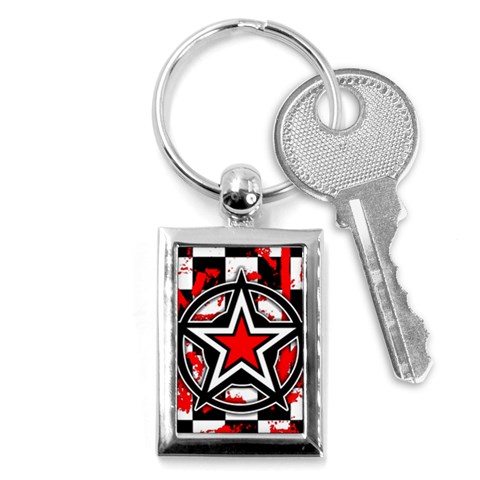 Star Checkerboard Splatter Key Chain (Rectangle) from ArtsNow.com Front