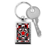 Star Checkerboard Splatter Key Chain (Rectangle)