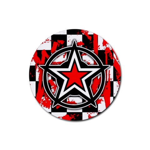 Star Checkerboard Splatter Rubber Coaster (Round) from ArtsNow.com Front