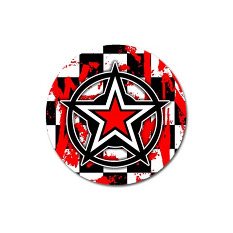Star Checkerboard Splatter Magnet 3  (Round) from ArtsNow.com Front