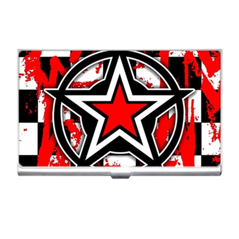 Star Checkerboard Splatter Business Card Holder from ArtsNow.com Front