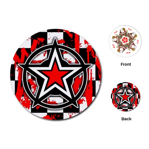 Star Checkerboard Splatter Playing Cards Single Design (Round) from ArtsNow.com Front