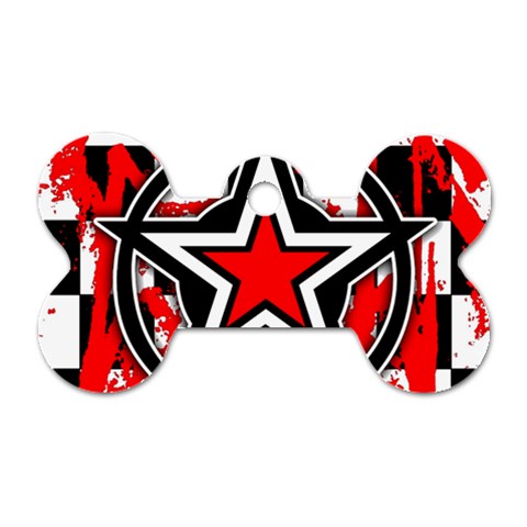 Star Checkerboard Splatter Dog Tag Bone (One Side) from ArtsNow.com Front