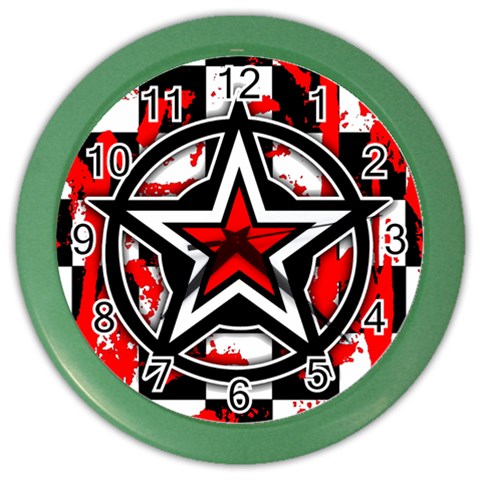 Star Checkerboard Splatter Color Wall Clock from ArtsNow.com Front