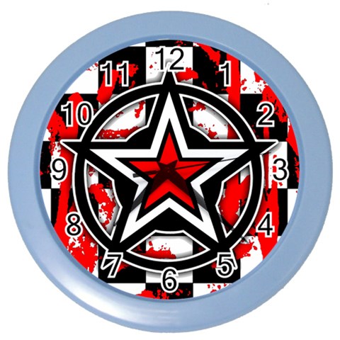 Star Checkerboard Splatter Color Wall Clock from ArtsNow.com Front