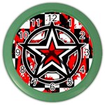 Star Checkerboard Splatter Color Wall Clock