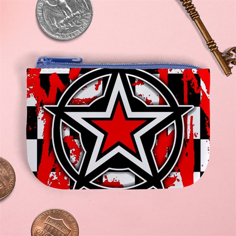 Star Checkerboard Splatter Mini Coin Purse from ArtsNow.com Front