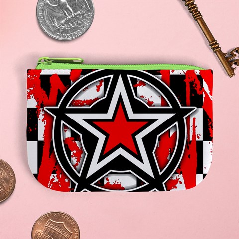Star Checkerboard Splatter Mini Coin Purse from ArtsNow.com Front